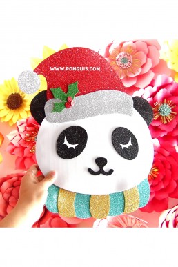 Molde de Panda Navideño para Descargar Gratis en PDF