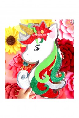 Moldes de Unicornio Navideño Decorativo para descargar en PDF