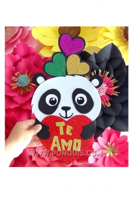 Moldes de Panda con Corazón Para Descargar GRATIS en PDF