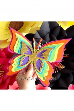 Moldes de Mariposa Gigante Arcoíris para Descargar Gratis en PDF