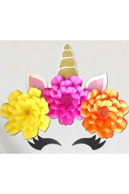 Moldes de Decoración de Unicornio con Flores de Papel para Descargar Gratis en PDF