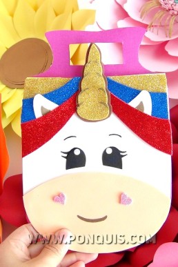 Moldes de Cartuchera porta lápices de Unicornio para Descargar Gratis en PDF