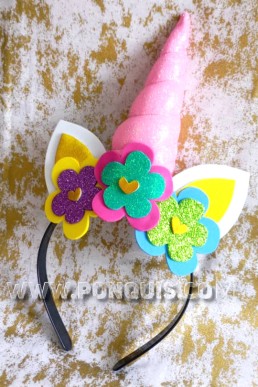 Moldes de Cintillo Unicornio con flores para Descargar Gratis en PDF