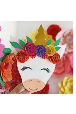 Moldes de Unicornio Decorativo con flores en Espiral para Descargar Gratis en PDF