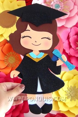 Moldes para Descargar Gratis en PDF de niña Graduada para Decoraciones de Graduación