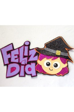 Moldes para realizar Topper decorativo de Brujita feliz día