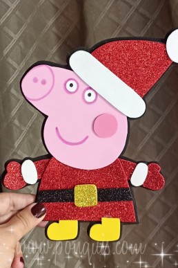 Moldes para realizar Peppa decorativa de Navidad en pdf