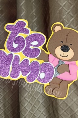 Moldes para realizar Topper decorativo de Oso con corbata letras Te Amo