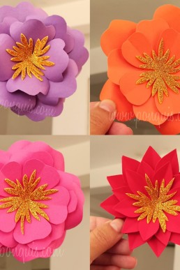 Moldes para realizar 4 flores de Papel pequeñas descargar Gratis en pdf
