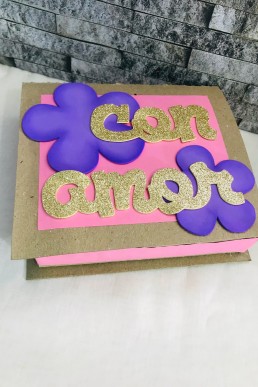 Moldes de letras y flor para decorar cajita de regalo para el Dia de las Madres