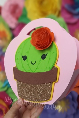 Moldes para realizar Cajitas de dulces de regalo con cactus decorativo descarga GRATIS en PDF