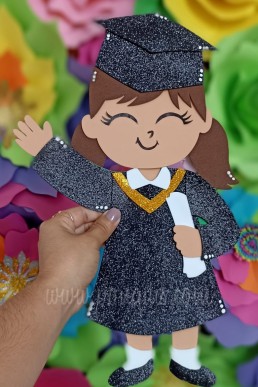 Moldes para realizar aplique decorativo de Niña con traje de graduacion escolar descargaGrais en PDF