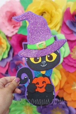 Moldes para realzar Gata decorativa de Halloween para descargar Gratis en PDF