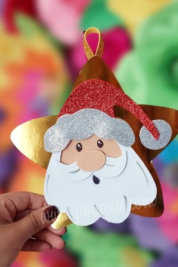 Moldes para realizar Estrella decorativa de Navidad con Santa Claus descarga GRATIS en PDF