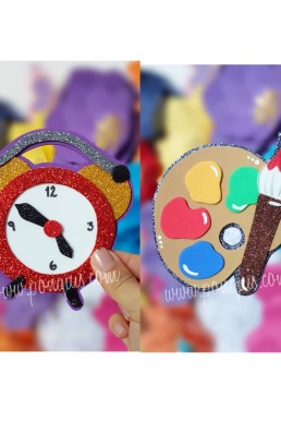 Moldespara hacer apliques decorativOs esclares reloj y porta colores de pintura descarga gratis en PDF