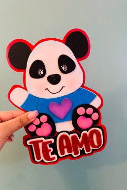 Moldes para hacer topper de San Valentin Oso Panda Te Amo Descarga Gratis en PDF