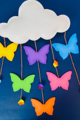 Moldes para hacer Aplique decorativo con Nuve de Mariposas Descarga Gratis en PDF