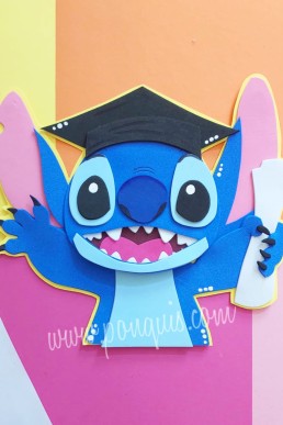 Moldes para hacer Topper de Stitch para graduaciones escolares Descarga Gratis en PDF