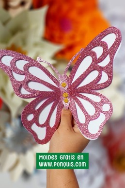 Moldes Gratis en PDF para hacer mariposa decorativa de cartulina o foami