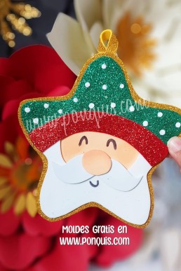 Moldes Gratis en PDF para hacer estrella decorativa de Navidad de Santa Claus