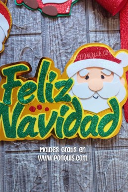 Moldes para hacer letrero de Feliz Navidad con Santa Claus Descarga Gratis en PDF