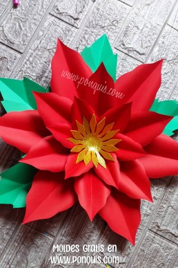 Moldes para hacer flor de papel para decoraciones de Navidad Descarga Gratis en PDF