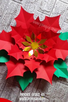 Moldes para hacer flor de papel para decoraciones de Navidad Descarga Gratis en PDF