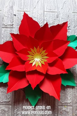 Moldes para hacer flor de papel para decoraciones de Navidad Descarga Gratis en PDF