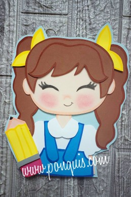 Moldes para hacer apliques decorativos esscolares NiÑA CON CABELLO MARRON