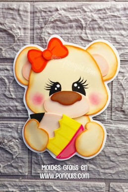 MANUALIDADES CON FOAMIO ESCOLARES OSO CON LAPIZ