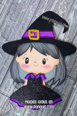 Moldes para hacer Brujita decorativa de halloween bomita y creativa