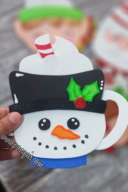 Moldes para hacer Taza Decorativa de Navidad Muñeco de Nieve