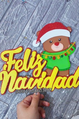 Moldes para hacer letrero Feliz Navidad con oso