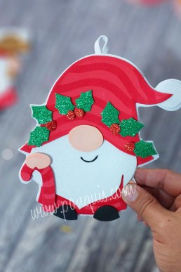 Moldes para hacer Gnomo decorativo con baston de Navidad
