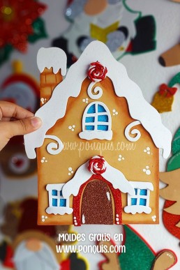Moldes para hacer CASA de Jengibre decorativa de navidad