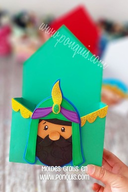 Moldes Para hacer Cajita de Regalo para Dia de Reyes Magos de Baltasar
