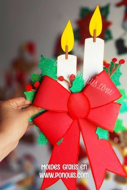 Moldes para hacer adorno con velitas y lazo de navidad