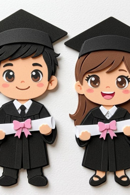 Moldes para hacer dos aplique de Niña y niño para Graduaciones escolares