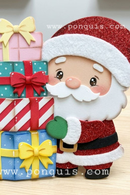 Moldes para hacer manualidades con foami descarga Gratis en pdf Santa Claus con Regalos