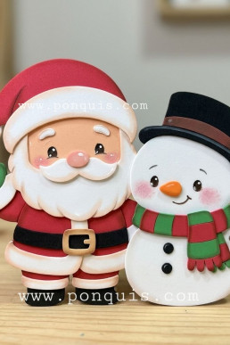 Moldes digitales en PDF para hacer manualidades con foami o goma eva Sabta Claus con Nieve