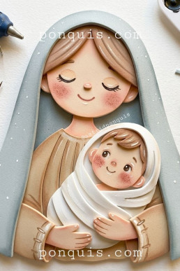 Moldes para hacer Virgen Maria con Niño Jesus en brazos