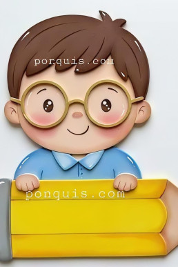 Moldes para hacer apliques de Niño escolar con lapiz descarga Gratis en PDF