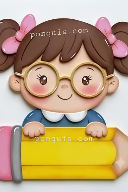 Moldes listos para descargar en PDF de niña de preescolar con lapiz