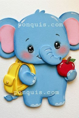 Moldes para hacer Elefante escolar con manzana Descargar Gratis