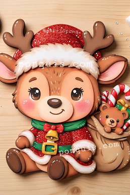 Moldes para hacer Renito navideño con bolsita de regalo Descarga Gratis en PDF