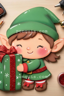 Moldes para hacer manualidades de Navidad Duelde con regalo