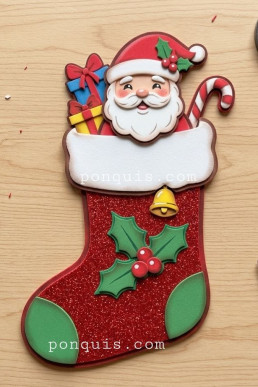 Bota de navidad con Papa Noel Descarga Moldes Gratis en PDF
