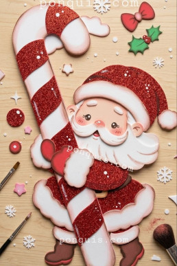 Moldes para hacer Papa Noel con Baston Dulce Descarga Gratis