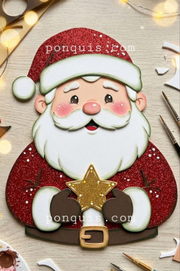 Moldes de Papá Noel con Estrella Descarga Gratis en PDF