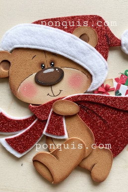 Moldes para hacer manualidades de navidad Oso con regalos